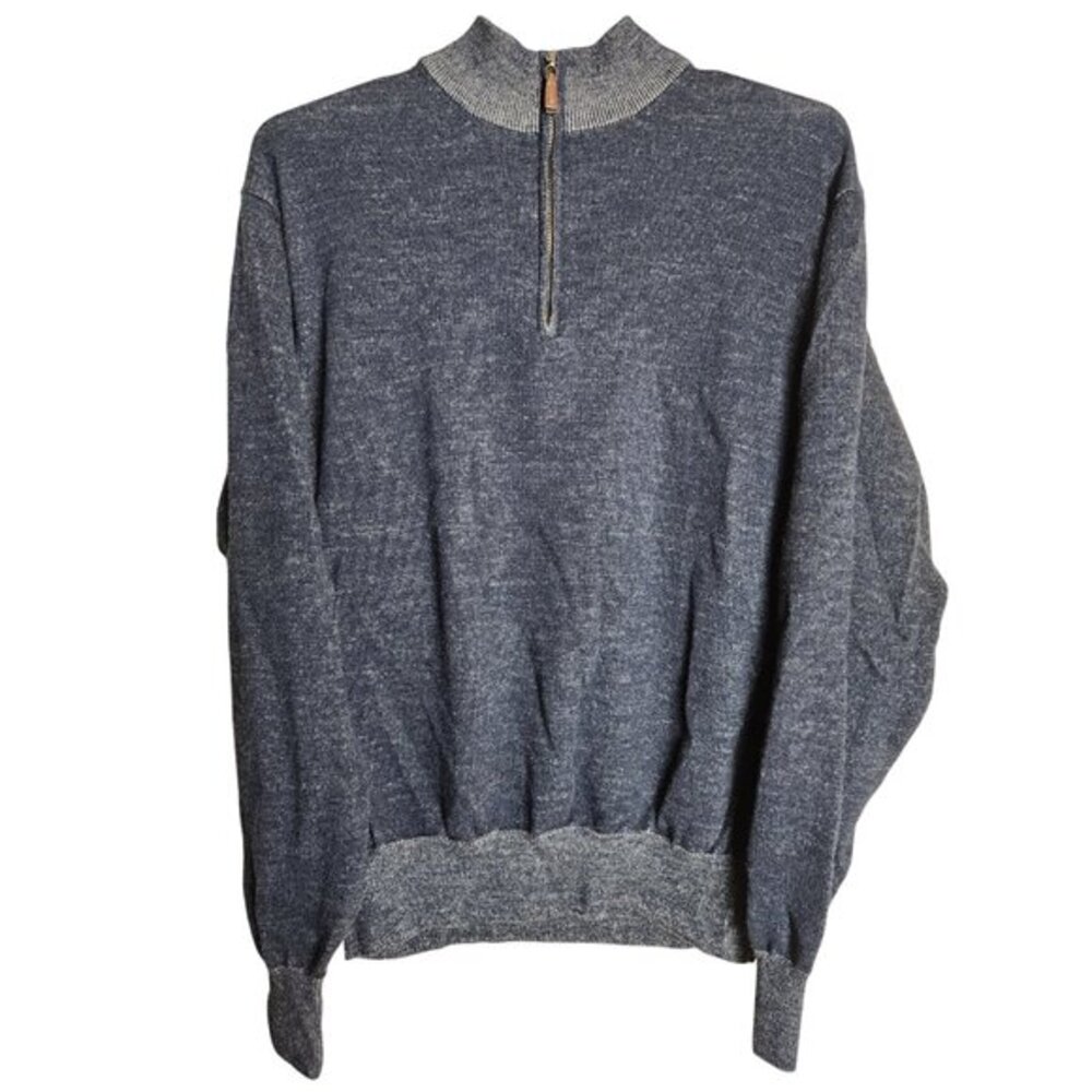 Peter Millar Sweater Young Men Large Blue Navy Blue 100% Merino Wool Quarter Zip